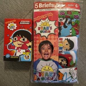 NIP Ryan’s World Boys Size 4 Underwear Briefs 5 Pk